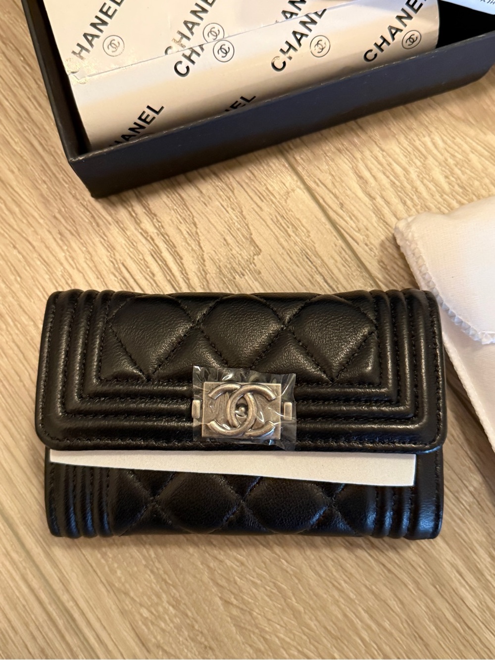 BOY lamb skin FLAP CARD HOLDER